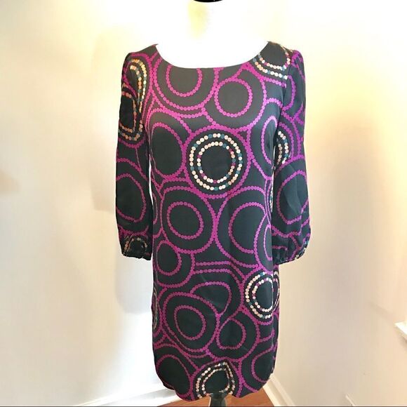 Trina Turk Long Sleeve Dress Circle Design Sz 6 - Picture 2 of 7
